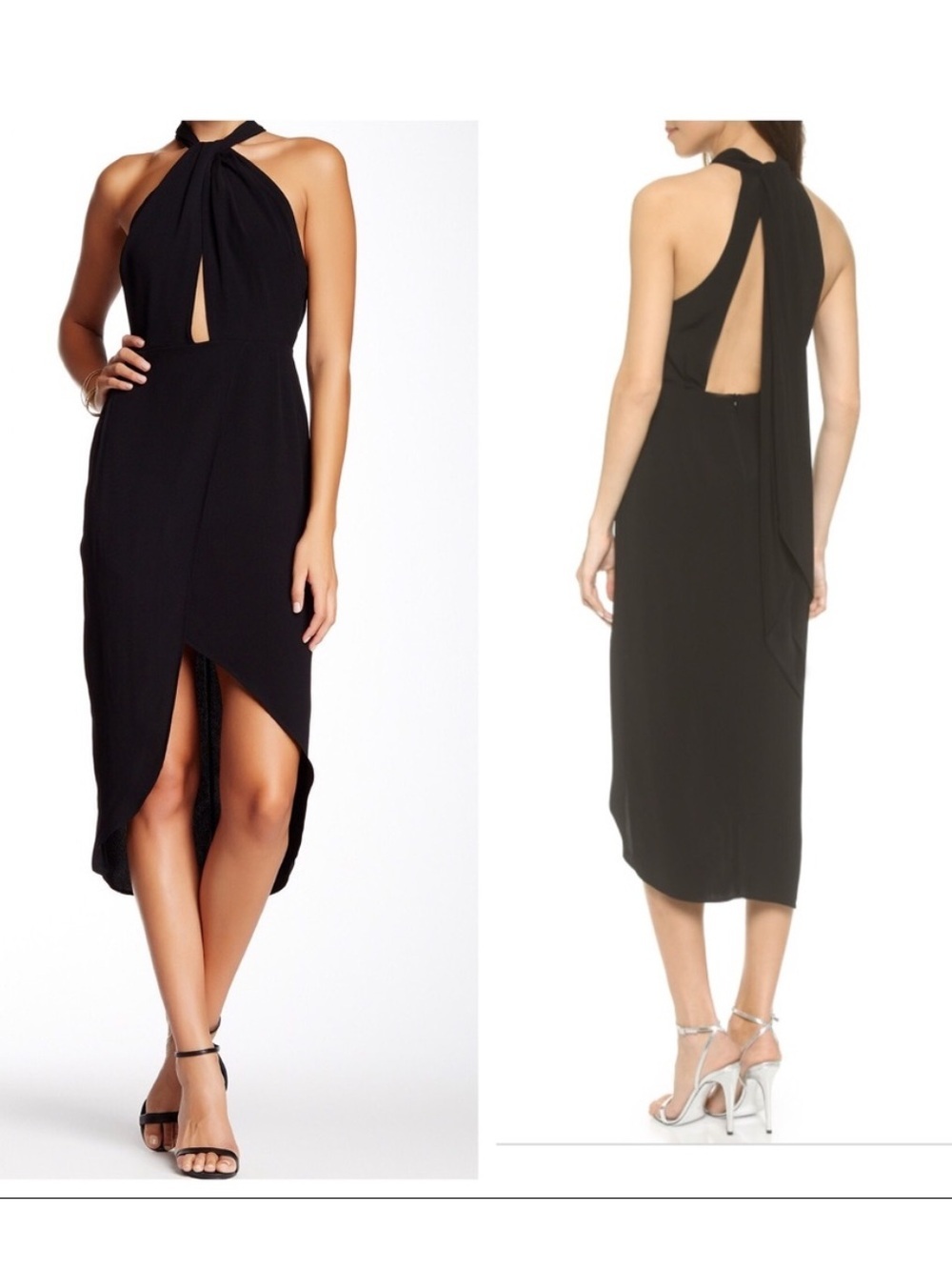 Bec and Bridge Oceanus Wrap Dress Tie Neck Open Back Peep Plunge Elegant Formal